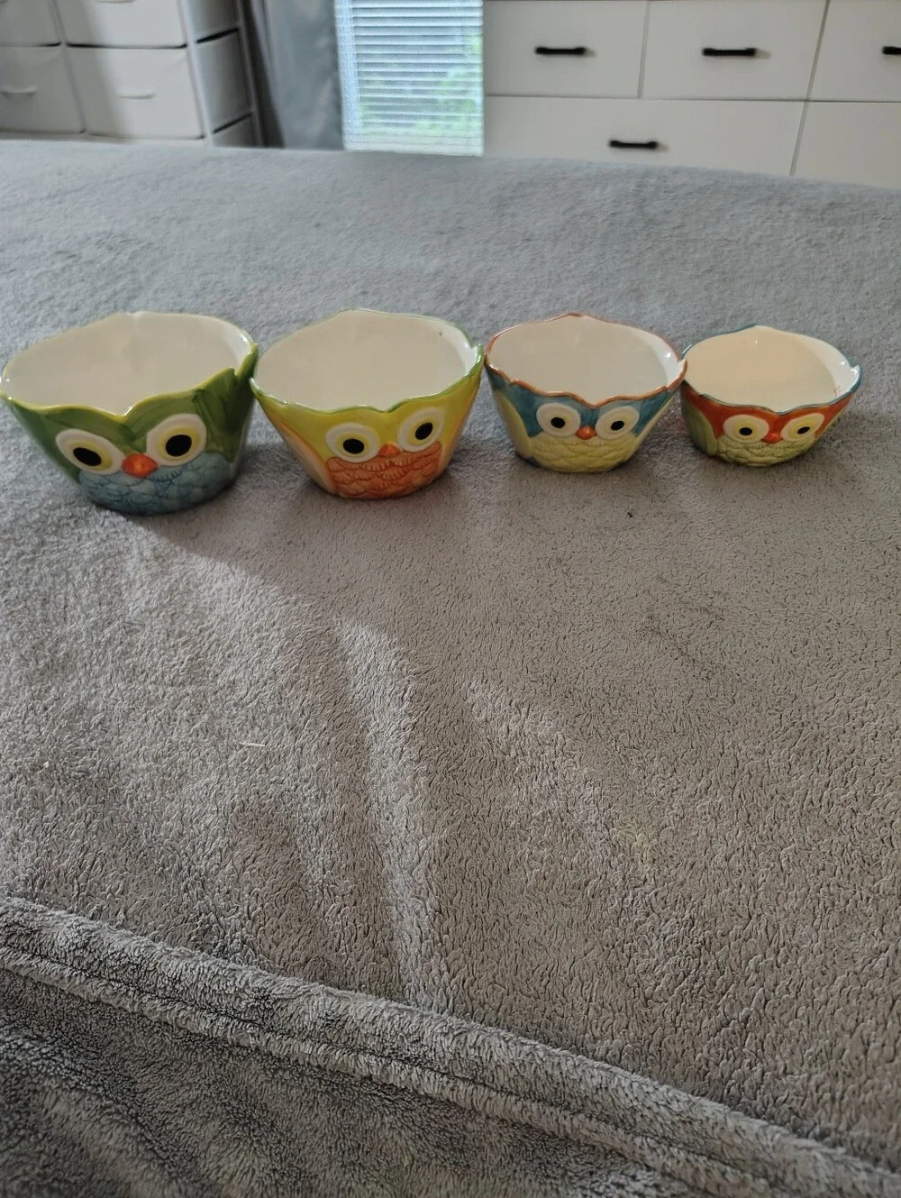 Pier 1 Ceramic Owl Nesting Bowls - Multicolor Measuring Cups